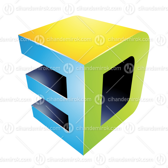 Yellow Green and Blue Cubical 3d Viewing Tech Symbol