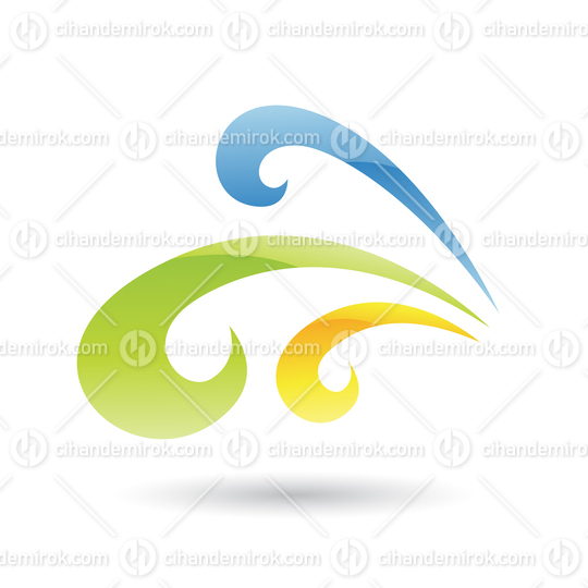 Yellow, Green and Blue Glossy Abstract Swirly Water Icon