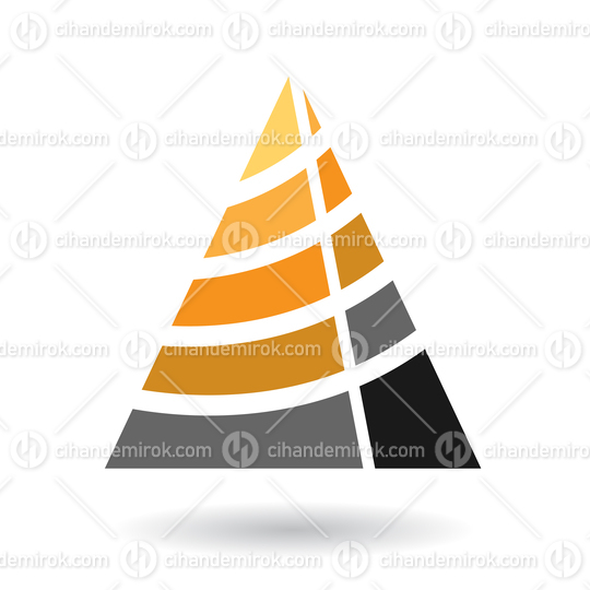 Yellow Orange and Black Abstract Striped Metronome Shaped Letter A