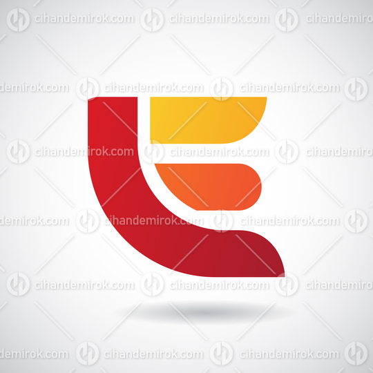Yellow Orange and Red Bold Thick Round Logo Icon of Letter E