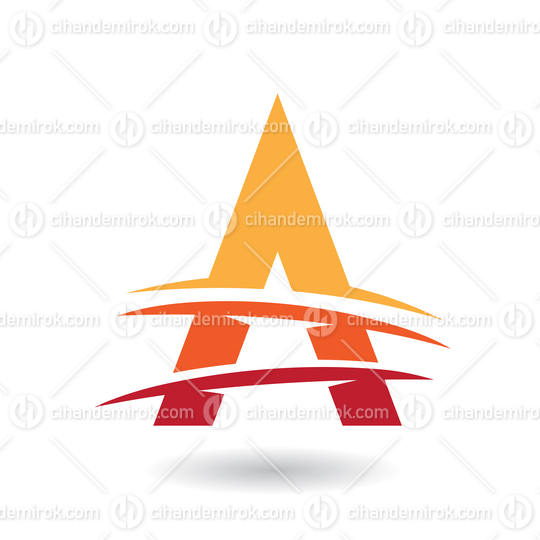 Yellow Orange and Red Triangular Letter A Icon with Three Swooshing Lines