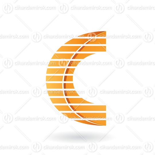 Yellow Striped Two Layered Icon for Letter C